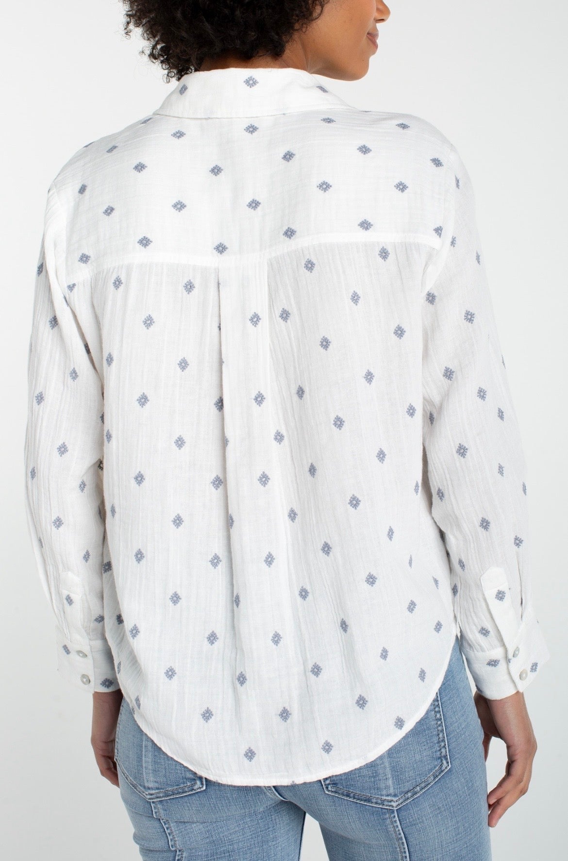 Button Front Shirt W/ High Low Hem