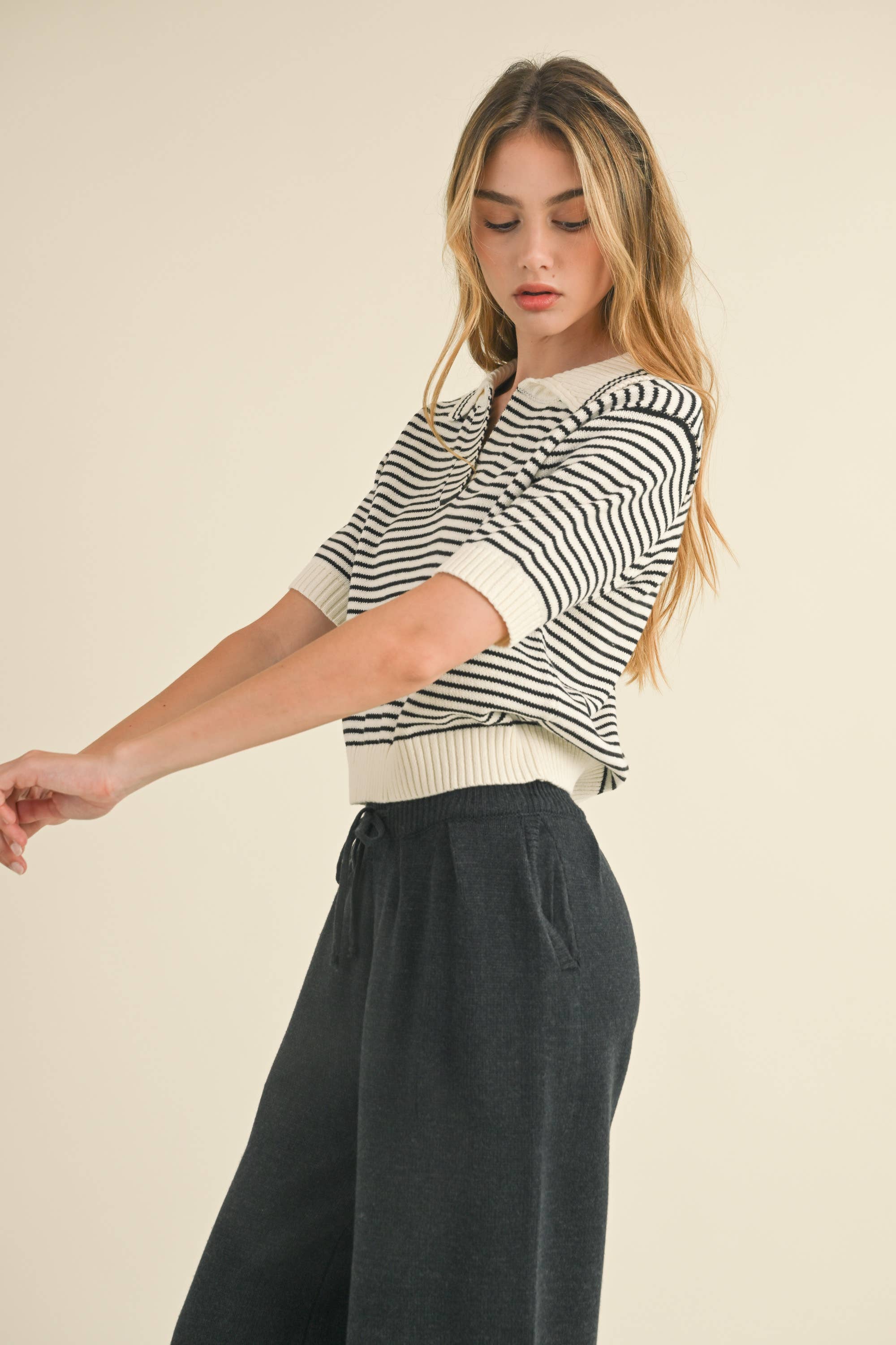Collared Knit  Top