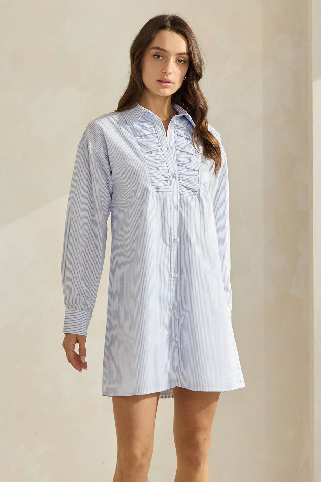 Striped Mini Shirt Dress