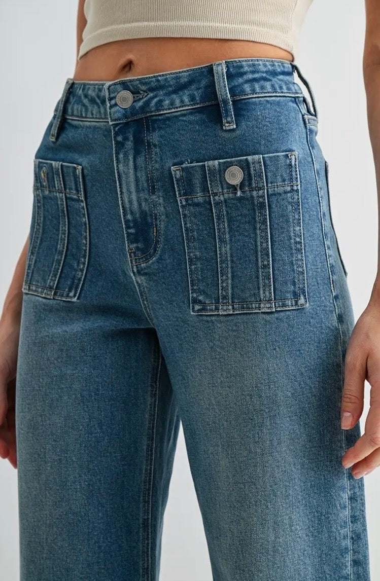High-Rise Wide Leg Crop Trouser Hem