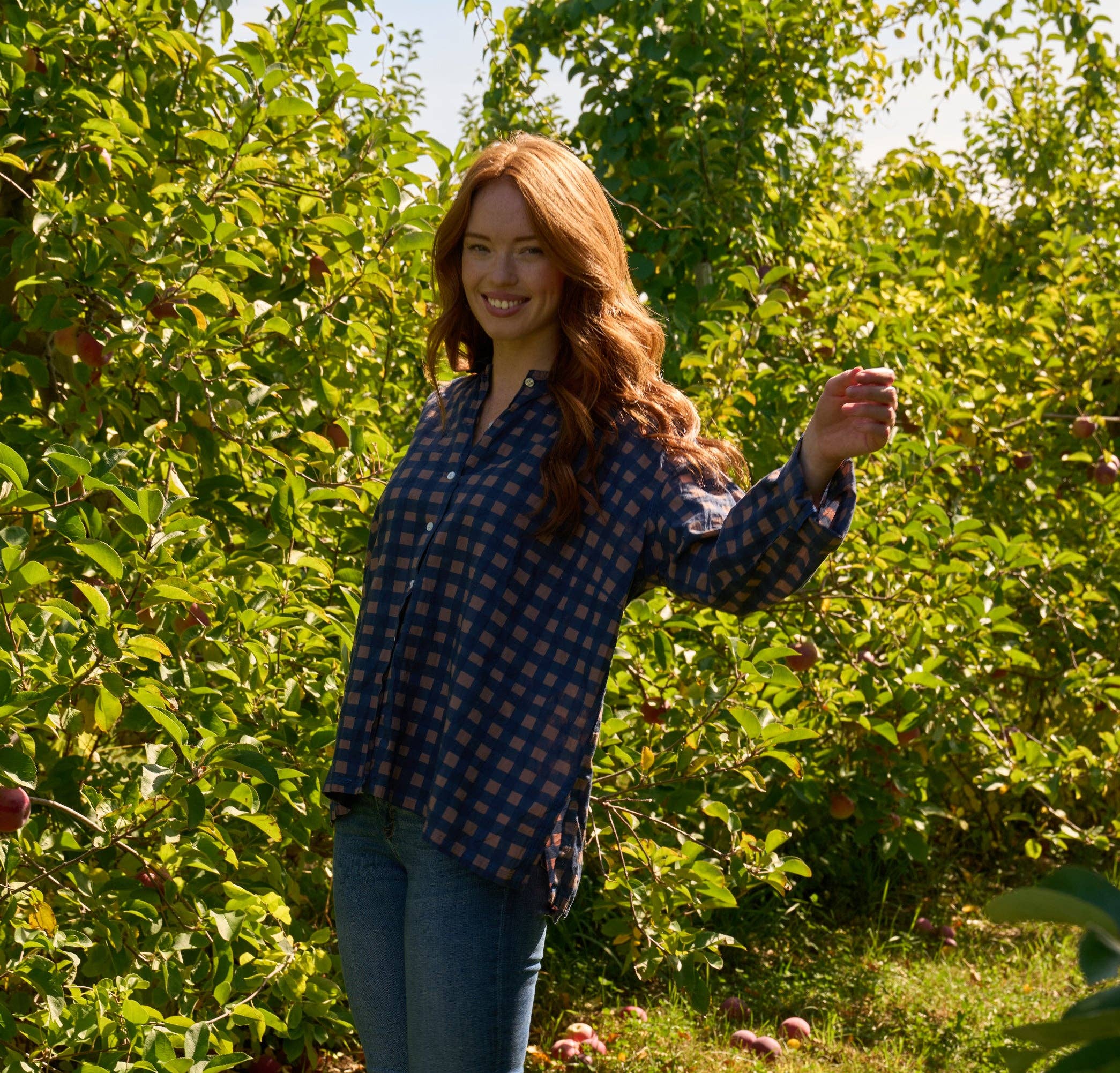 Relaxed Boyfriend Shirt - Gingham Picnic Overdye Milk Chocolate