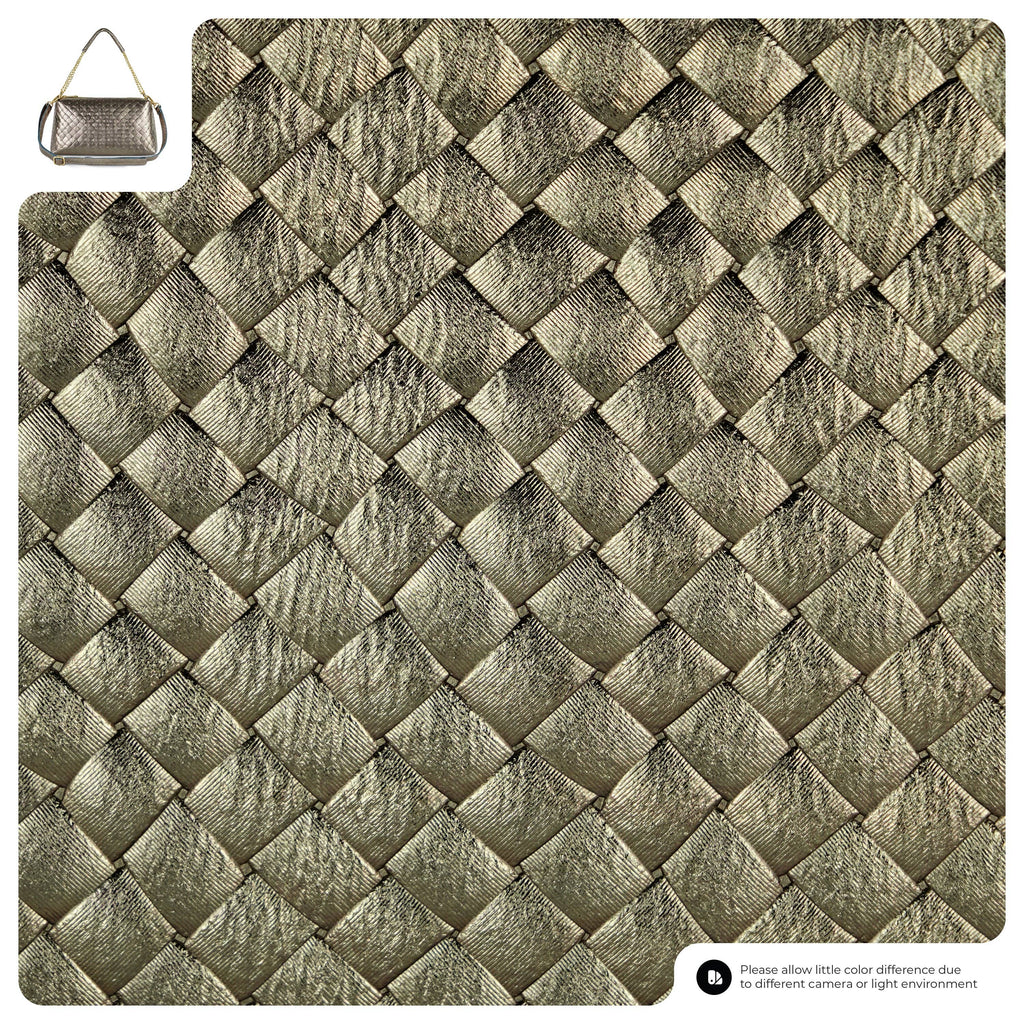 Weave Metallic Suede Leather Shoulder Bag Weave Metallic Bronze