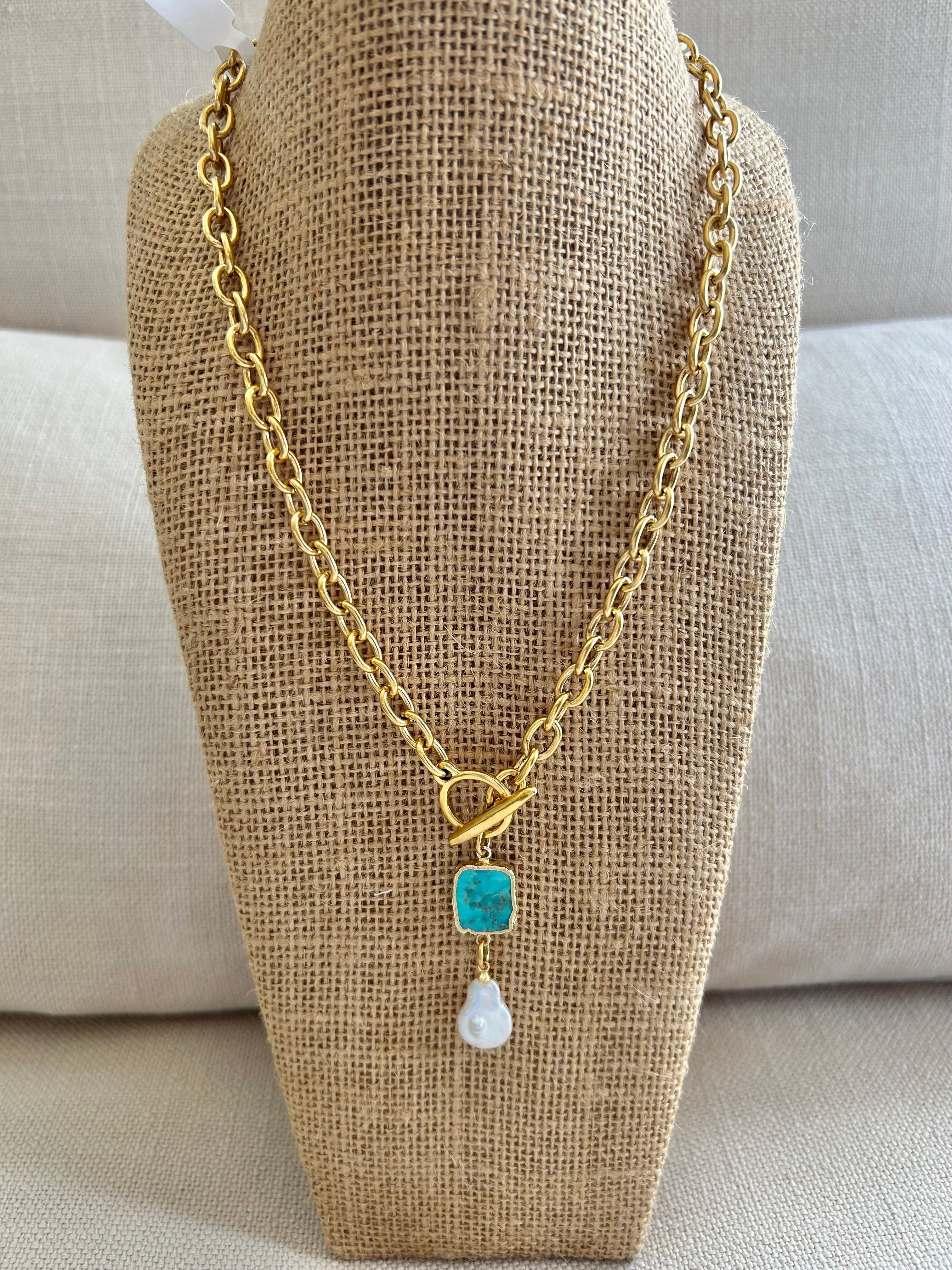 Turquoise & Pearl Necklace 109
