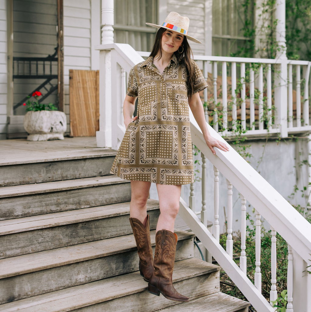 Olive Bandana Getaway Mini Dress