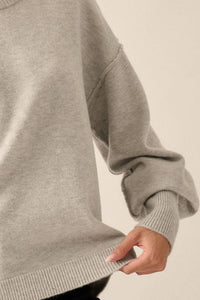 Solid Round-Neck Wide-Sleeve Loose Sweater