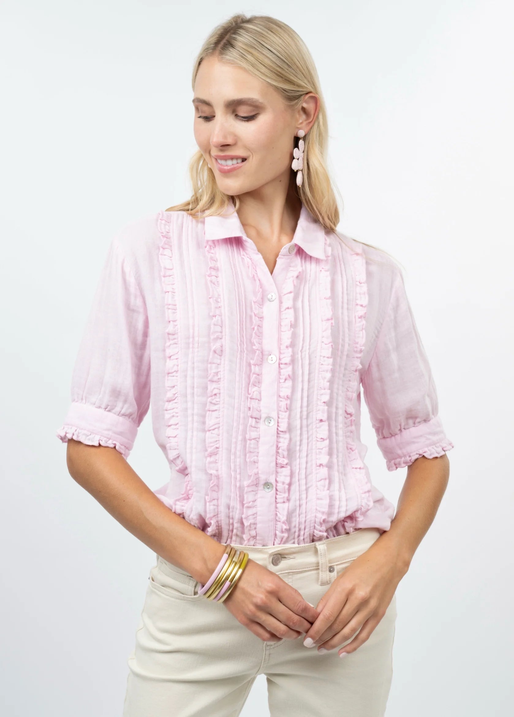 Pink Tuxedo Gauze Shirt