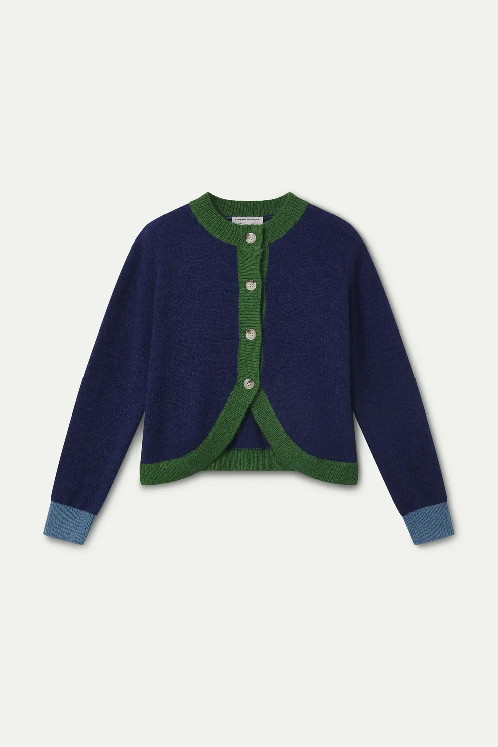 Blue and Green Two-Tone Knit Cardigan