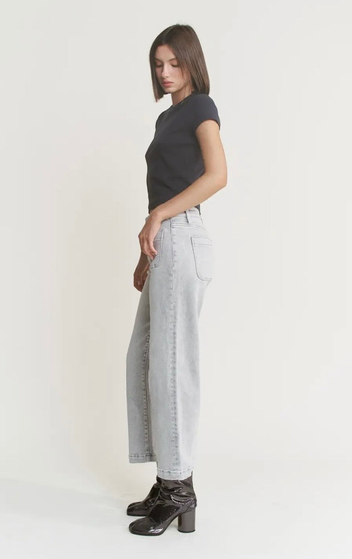 High Rise Cropped Wide Leg Patch Pocket