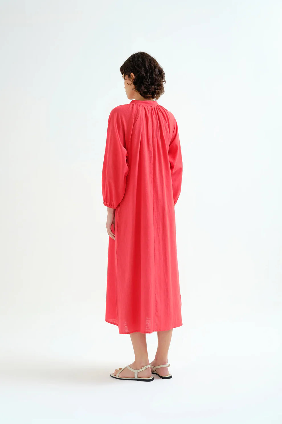 Long Red Kaftan with Buttons