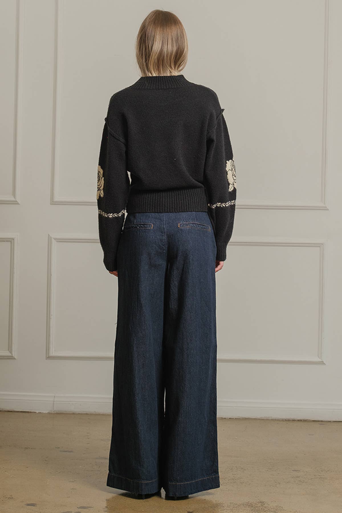 Rose Jacquard Knit Sweater