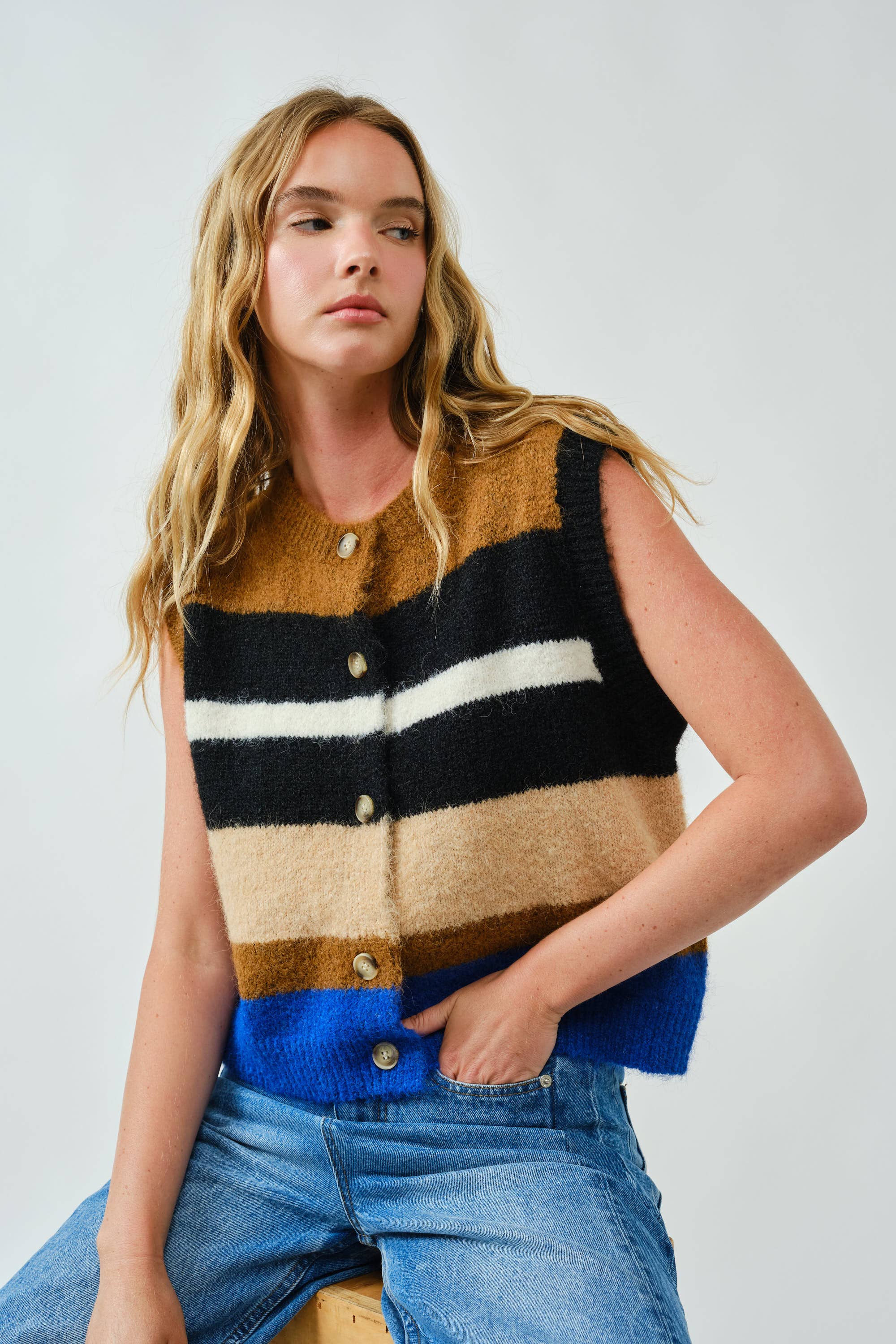 Soft  Multicolor Striped Sweater Vest