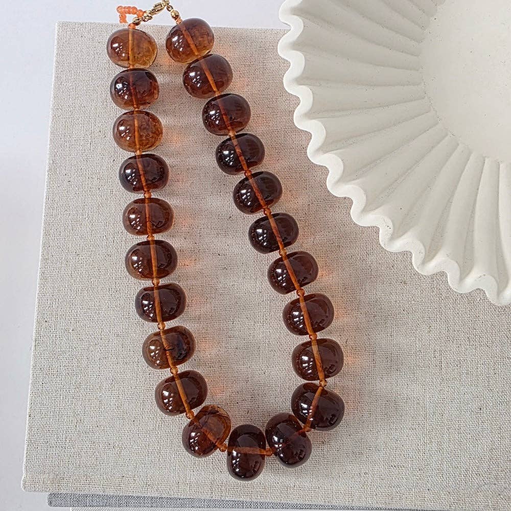 Bella Beaded Necklace - WATERPROOF: Amber