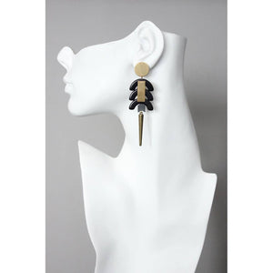 Black Stone Geometric Dangle Earrings 29