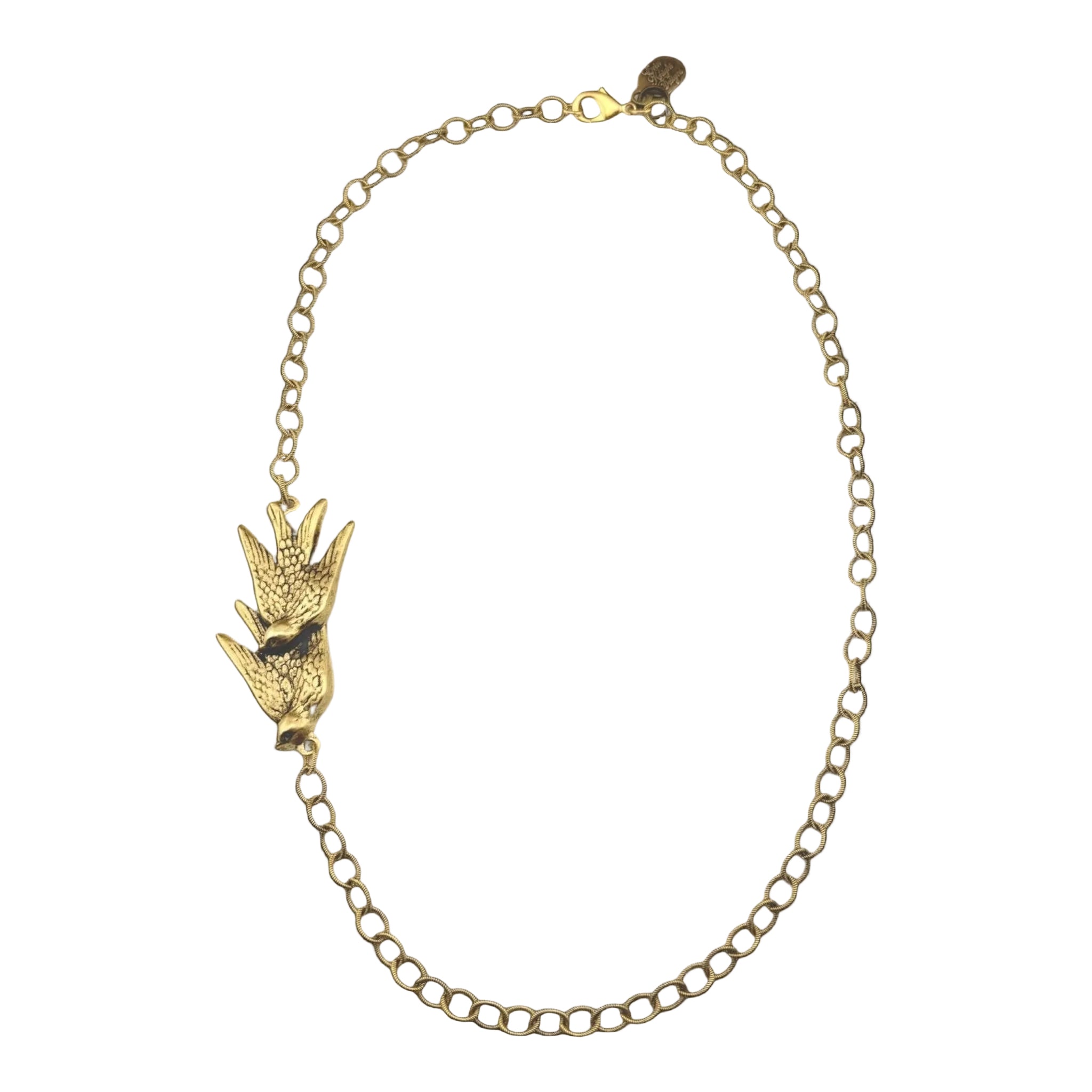 Gold Plated 20" Chain with Vintage Double Bird Pendant
