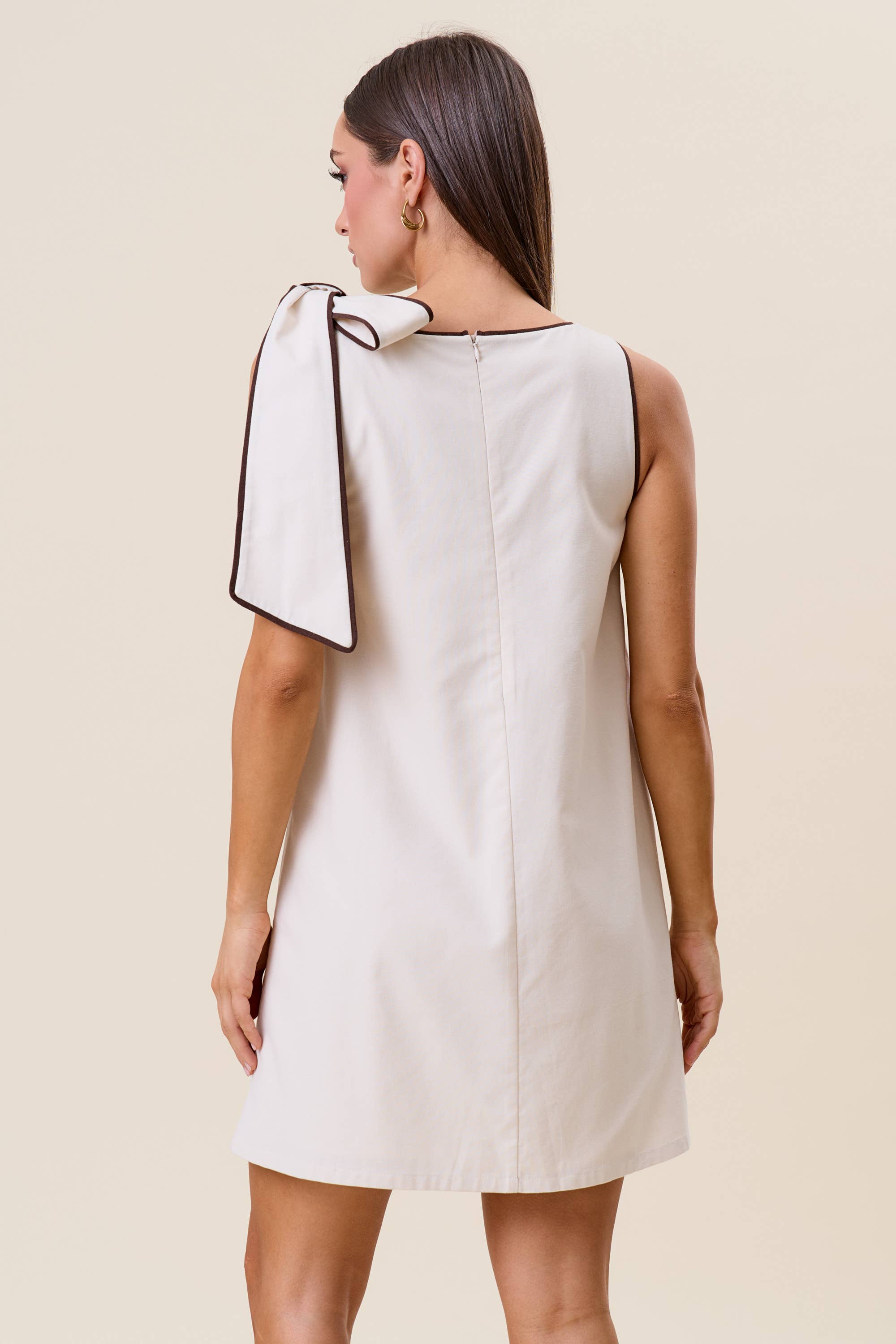 Tie Shoulder Sleeveless Mini Shift Dress