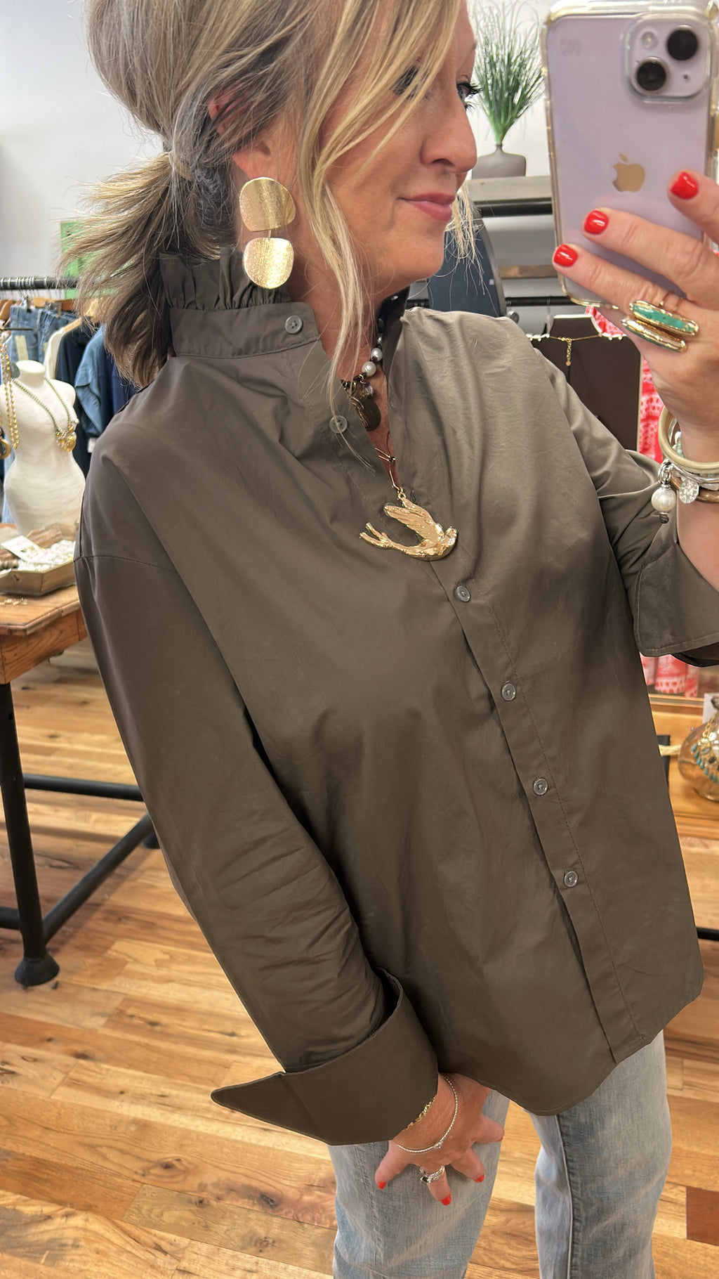 Ruffle Shirt Mocha