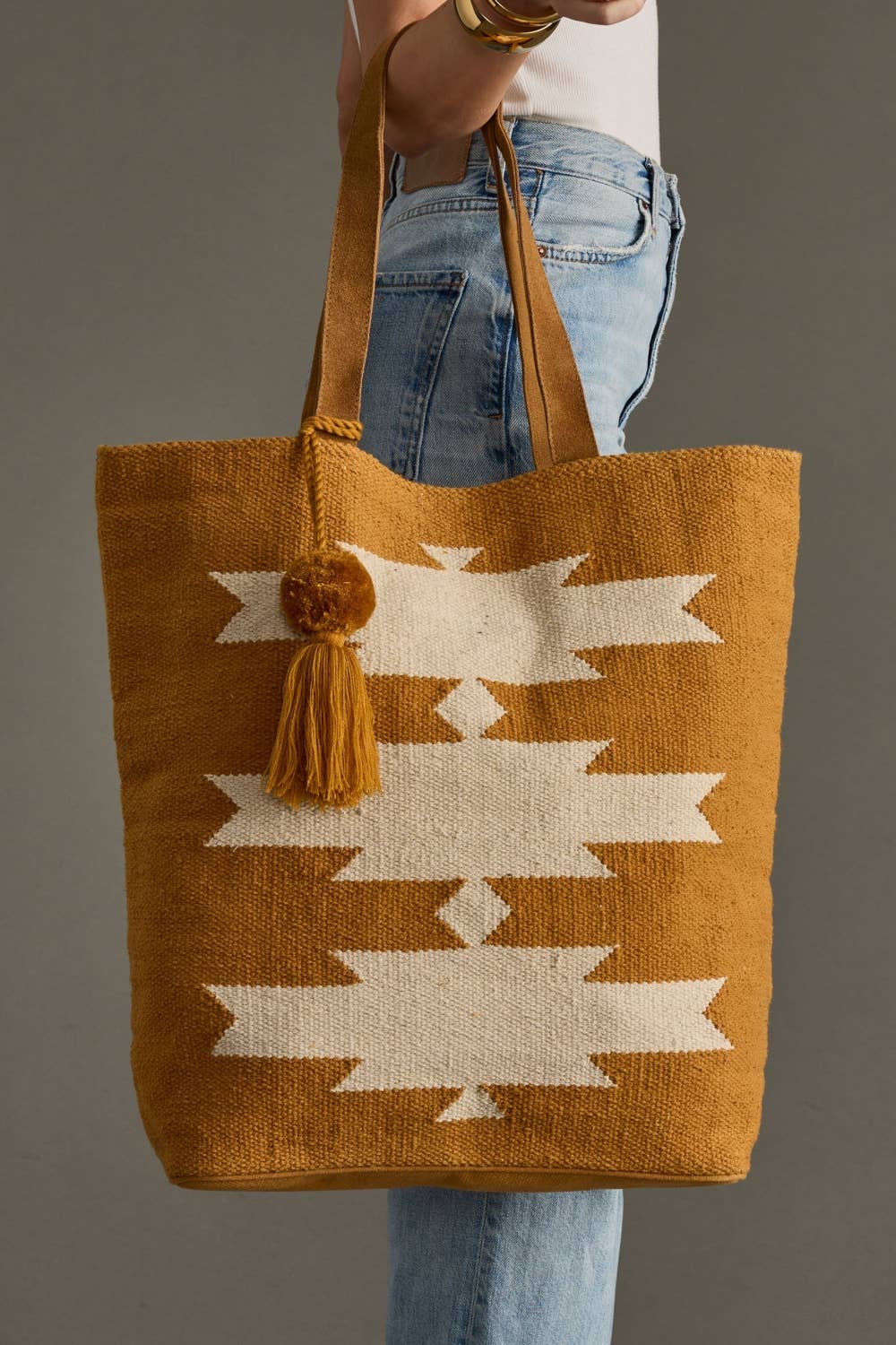 Camel & Cream Aztec Tote