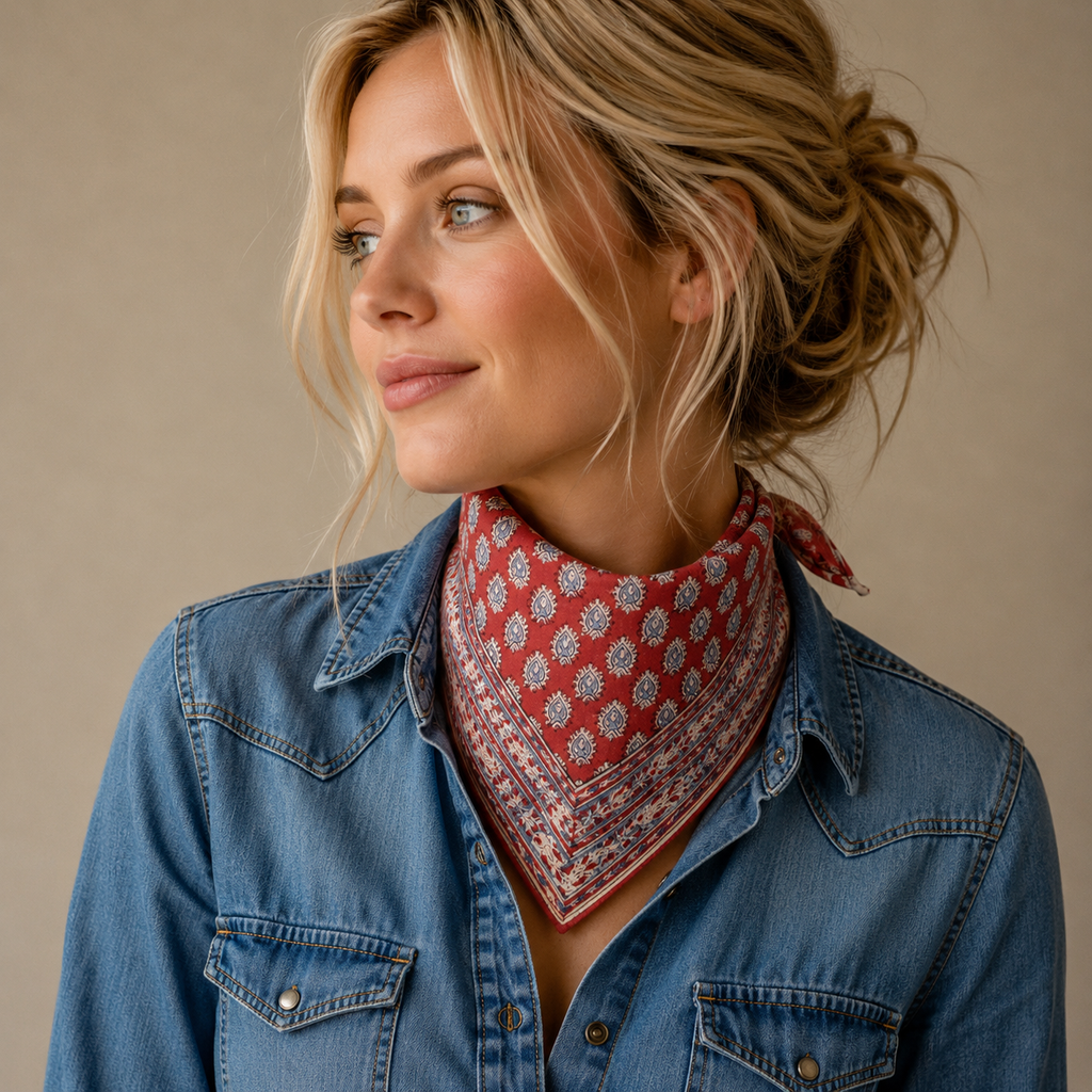 Diya's Flame - Kalamkari Cotton Bandana