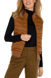 Sleeveless Quilted Full Zip Sweater Vest