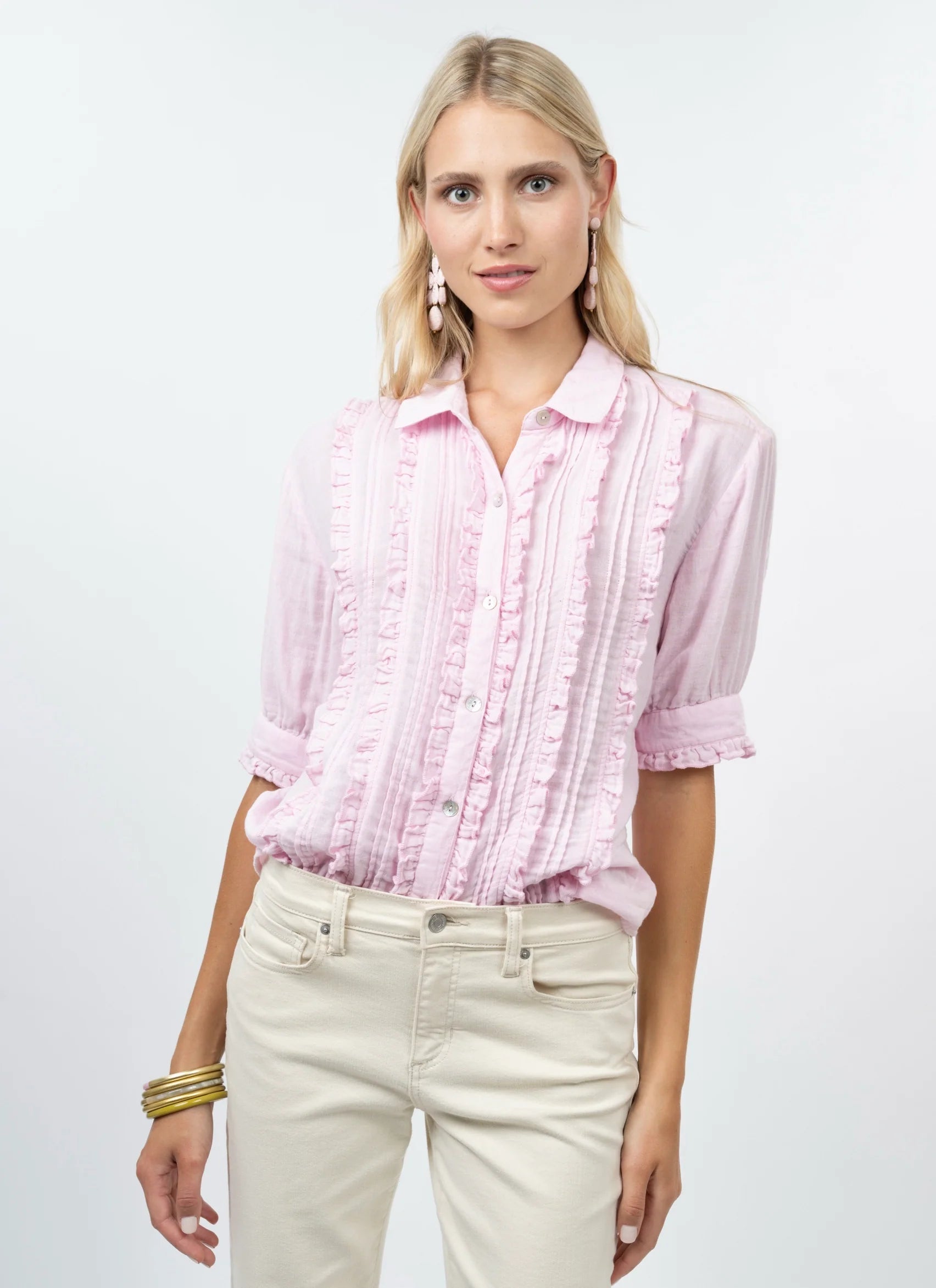 Pink Tuxedo Gauze Shirt