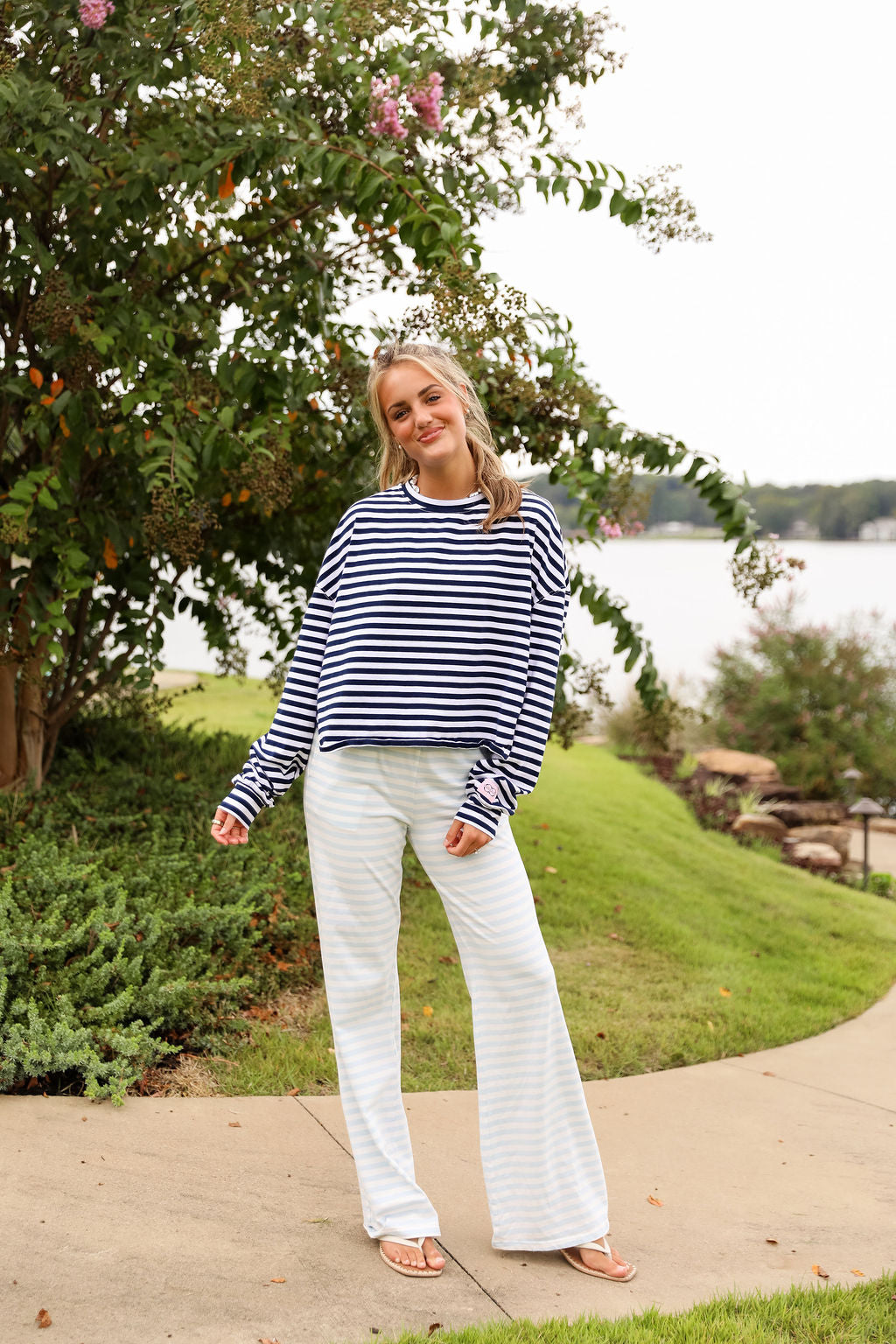Long Sleeve Navy Stripe Tee