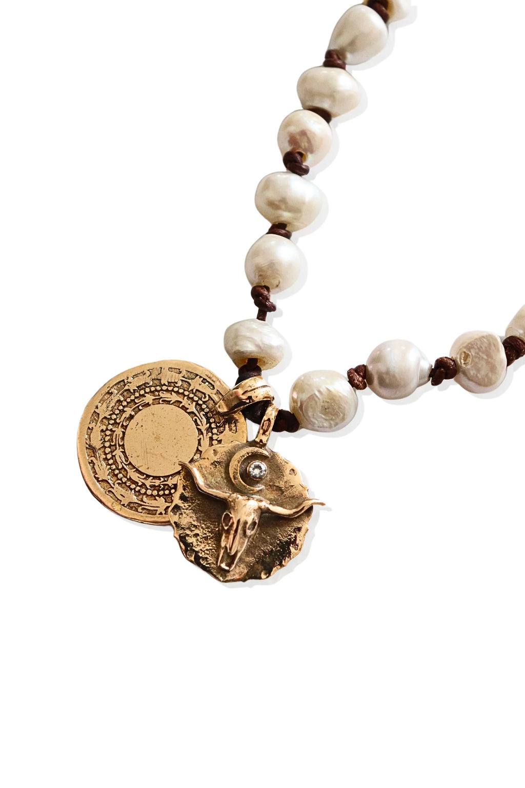 Double Coin Longhorn Pearl Necklace