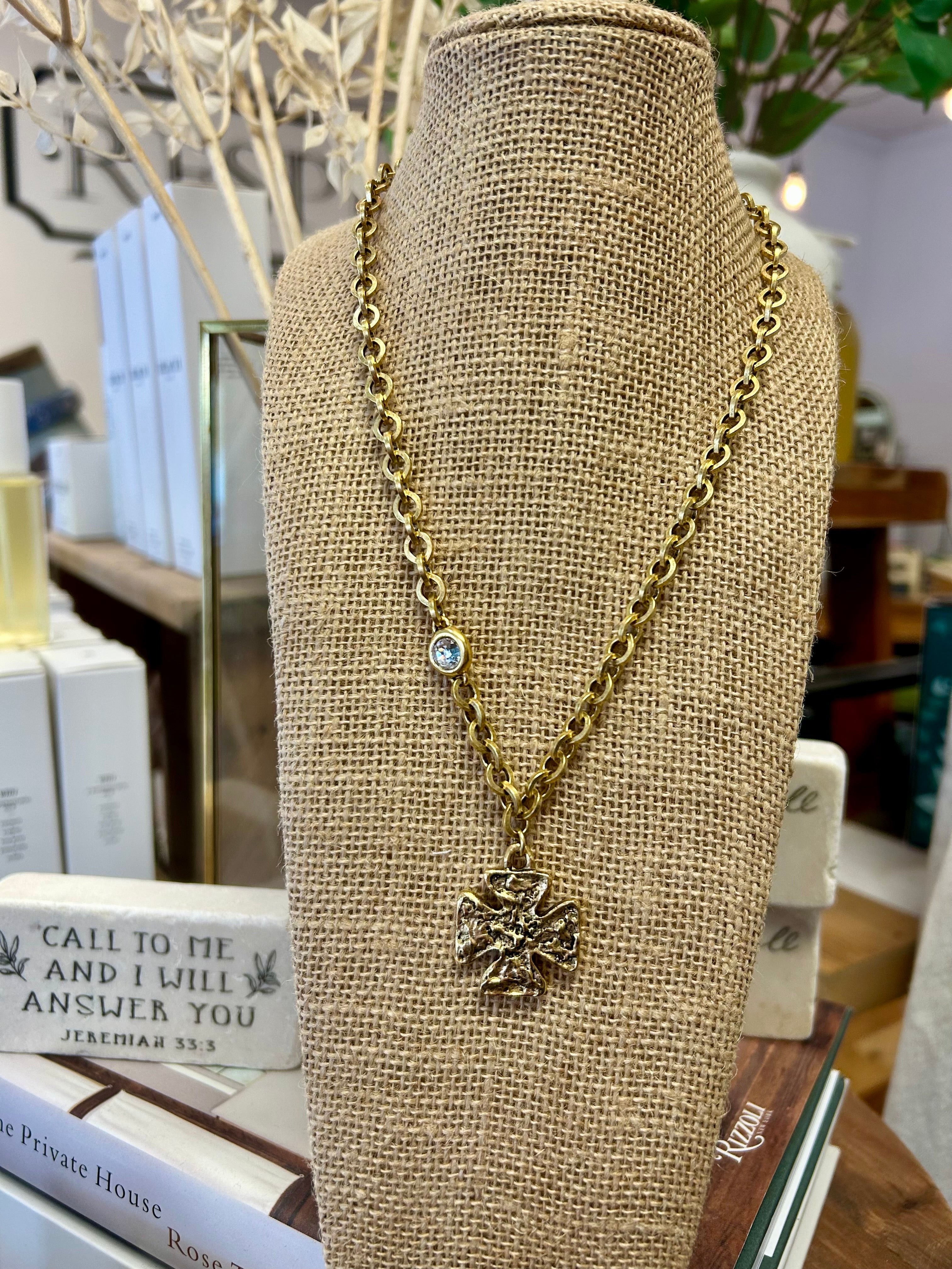 Hammered Cross Necklace