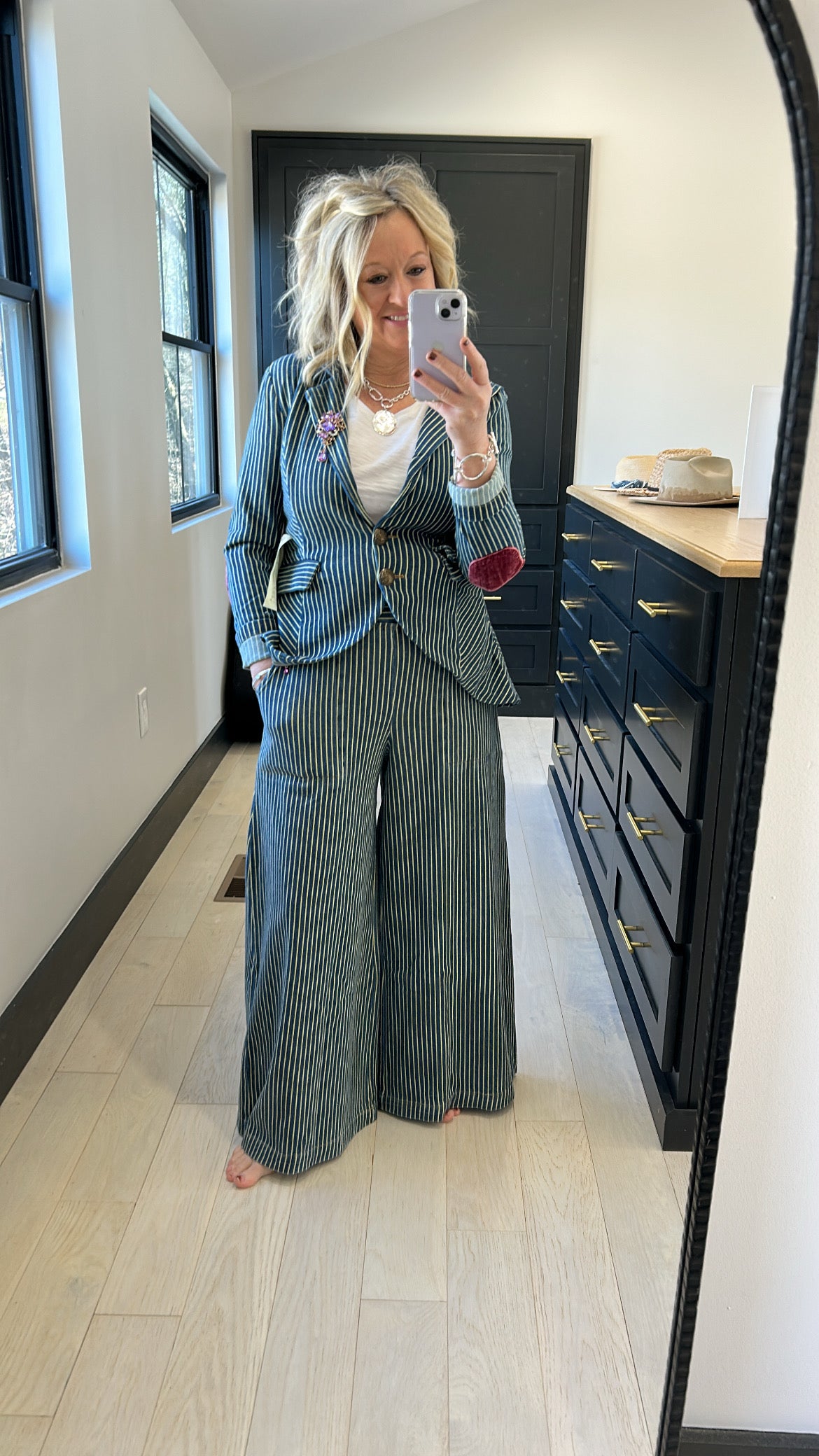 Alaia Stripe Denim Blazer