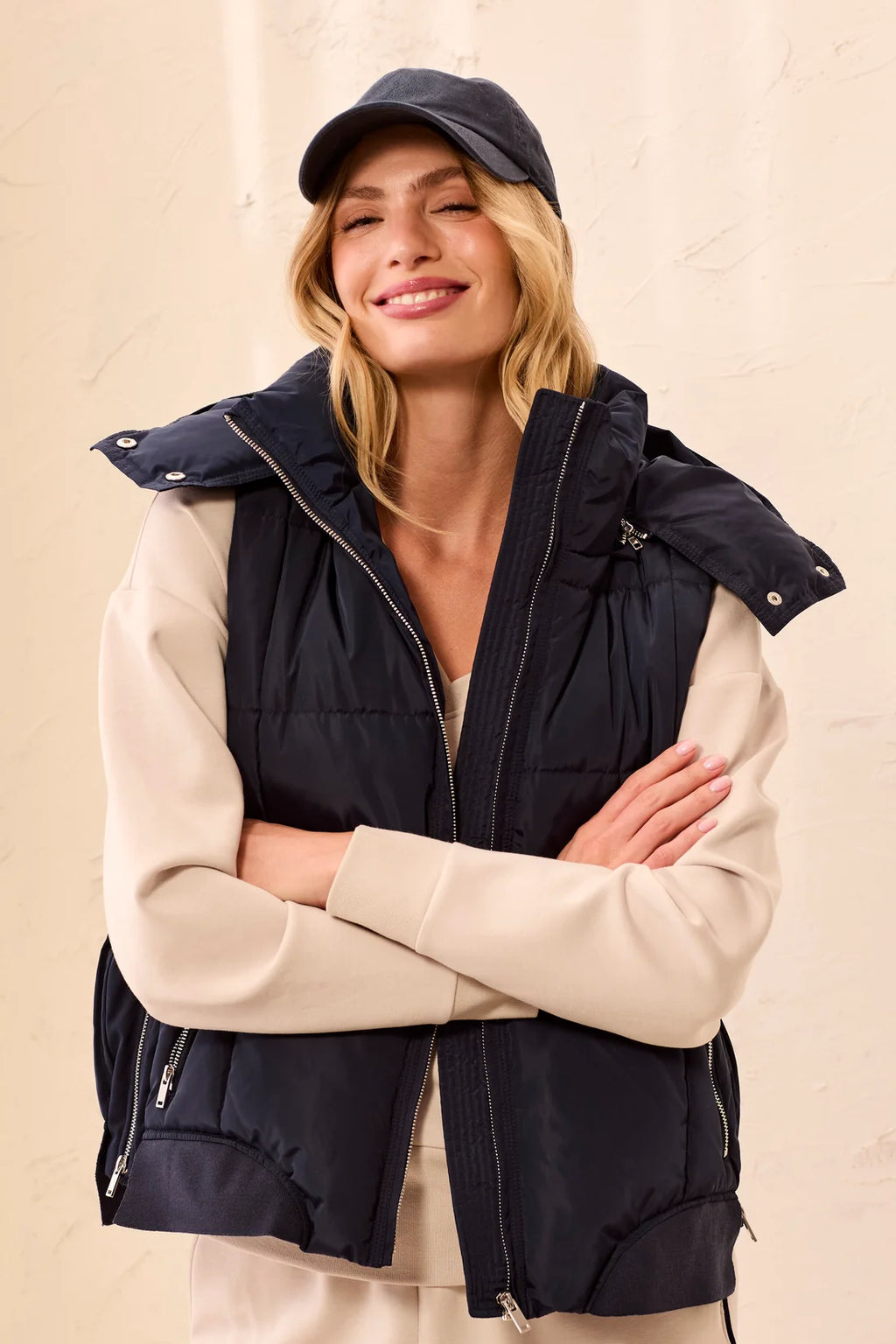 Quilted Puffer Vest With Removable Hood