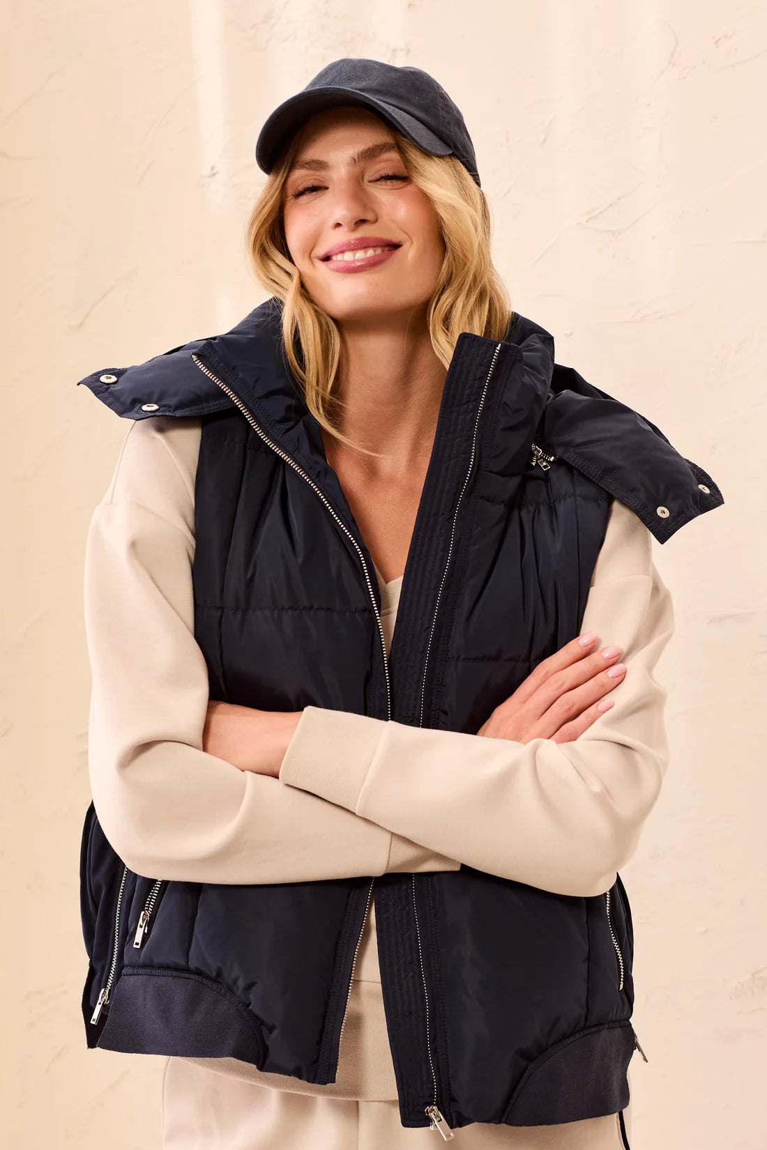 Quilted Puffer Vest With Removable Hood