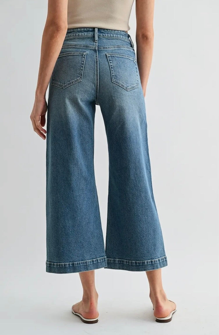High-Rise Wide Leg Crop Trouser Hem