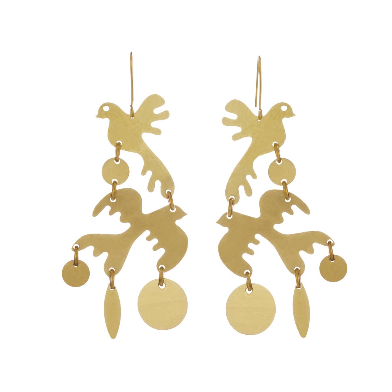 Two little Bird Earrings : BRASS