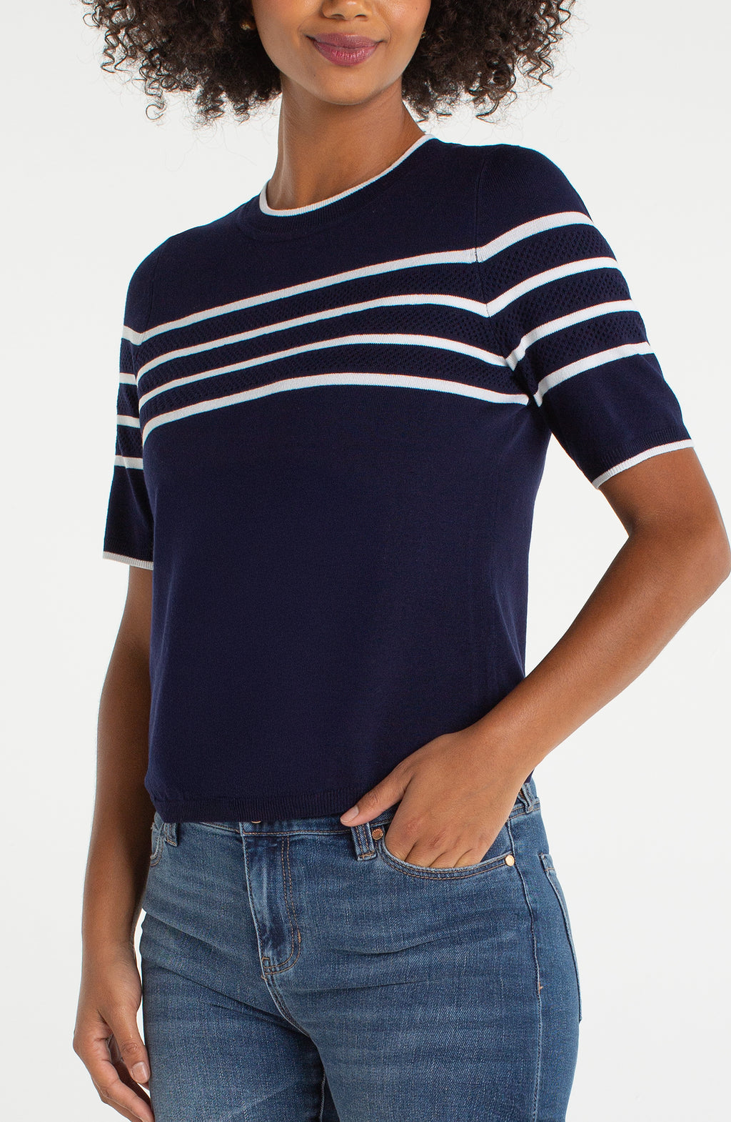 Stripe Short Sleeve Sweater