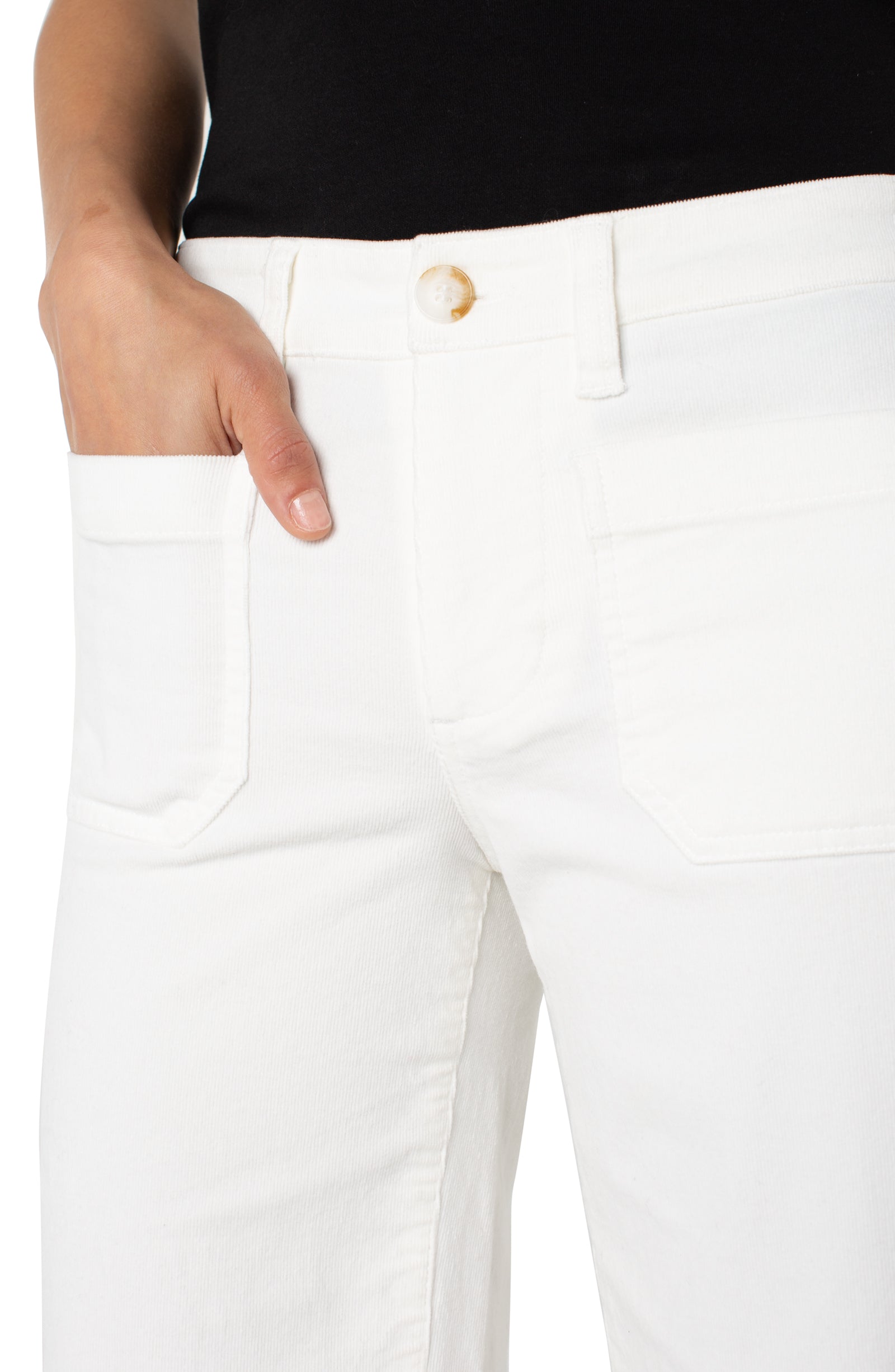 Corduroy Crop Wide Leg with Patch Pockets 27"ins