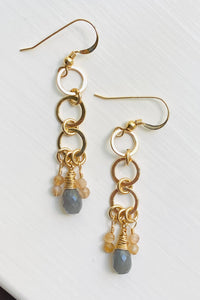 Gold Filled Triple Small Hoop & Stones Earrings