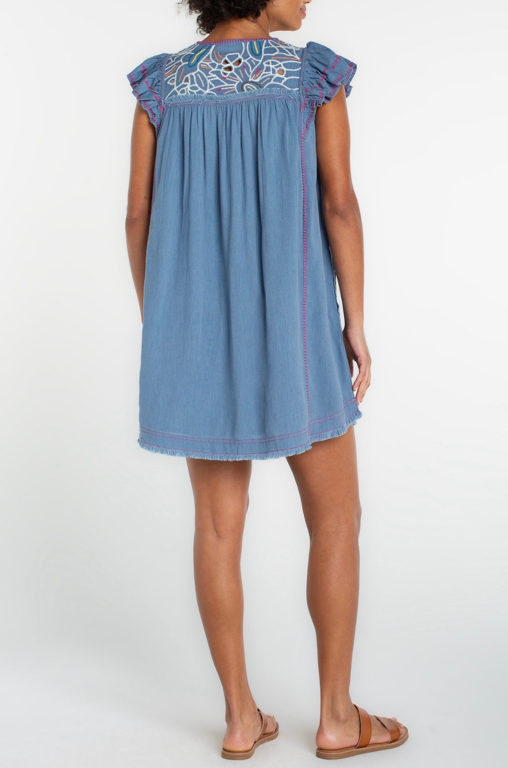 Flutter Sleeve V-neck Woven Dress