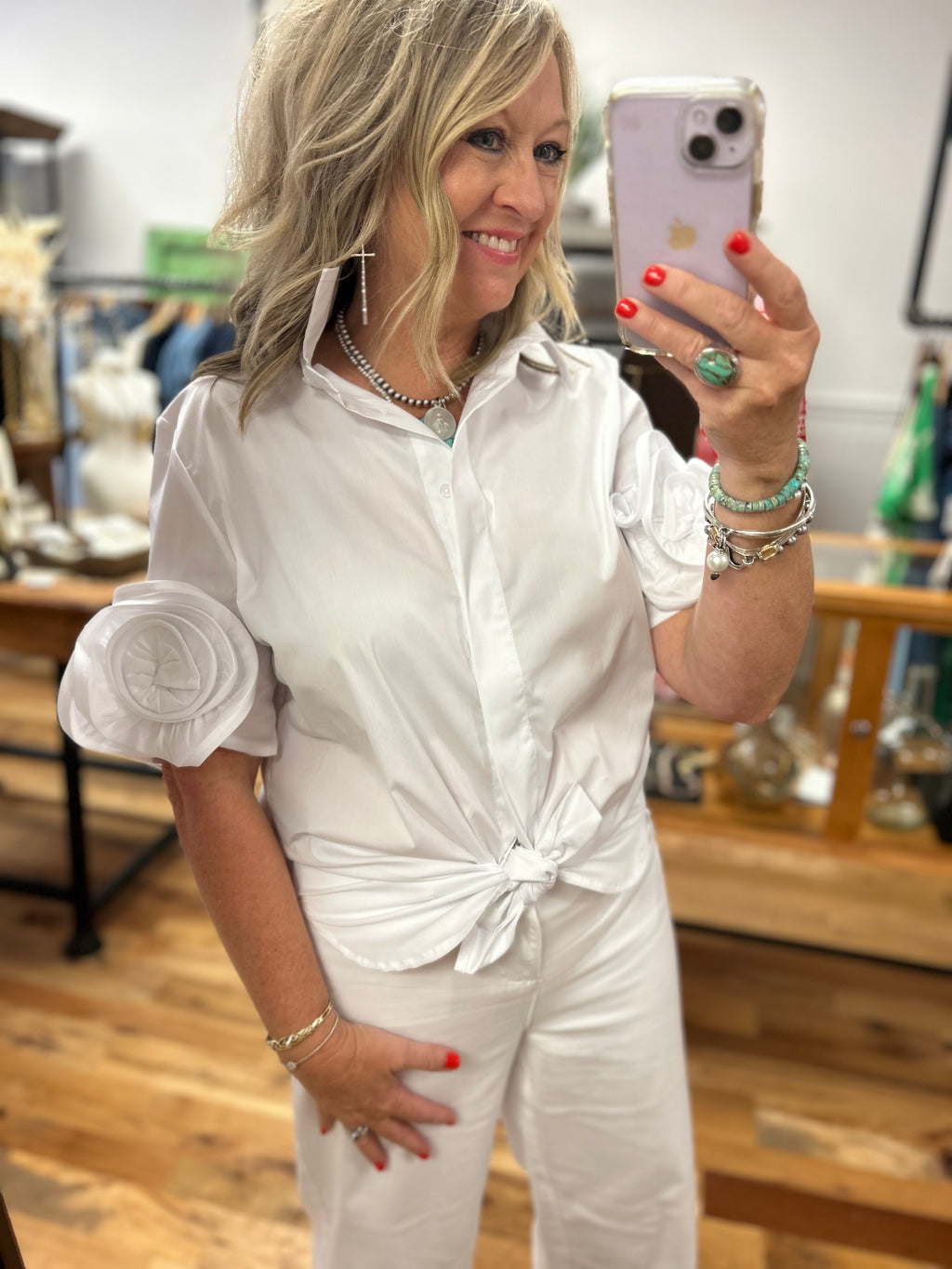 Rosette White Cotton Shirt