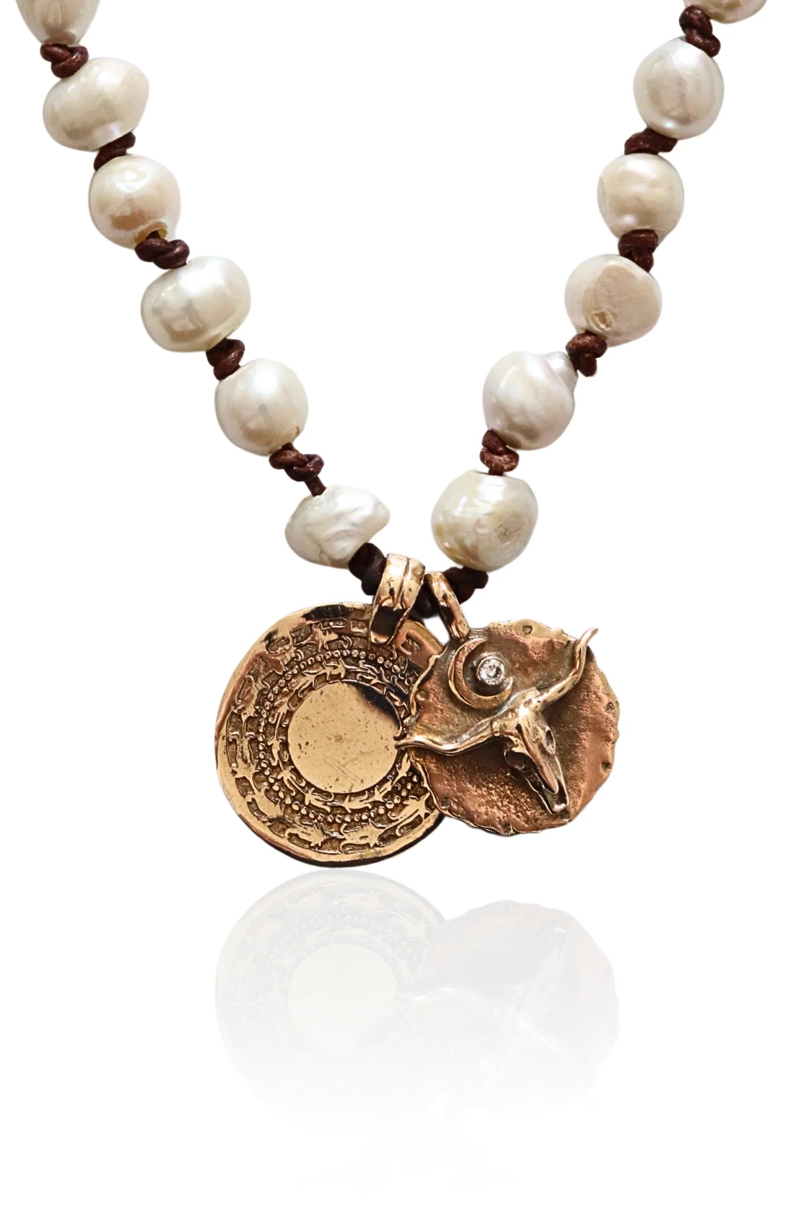 Double Coin Longhorn Pearl Necklace