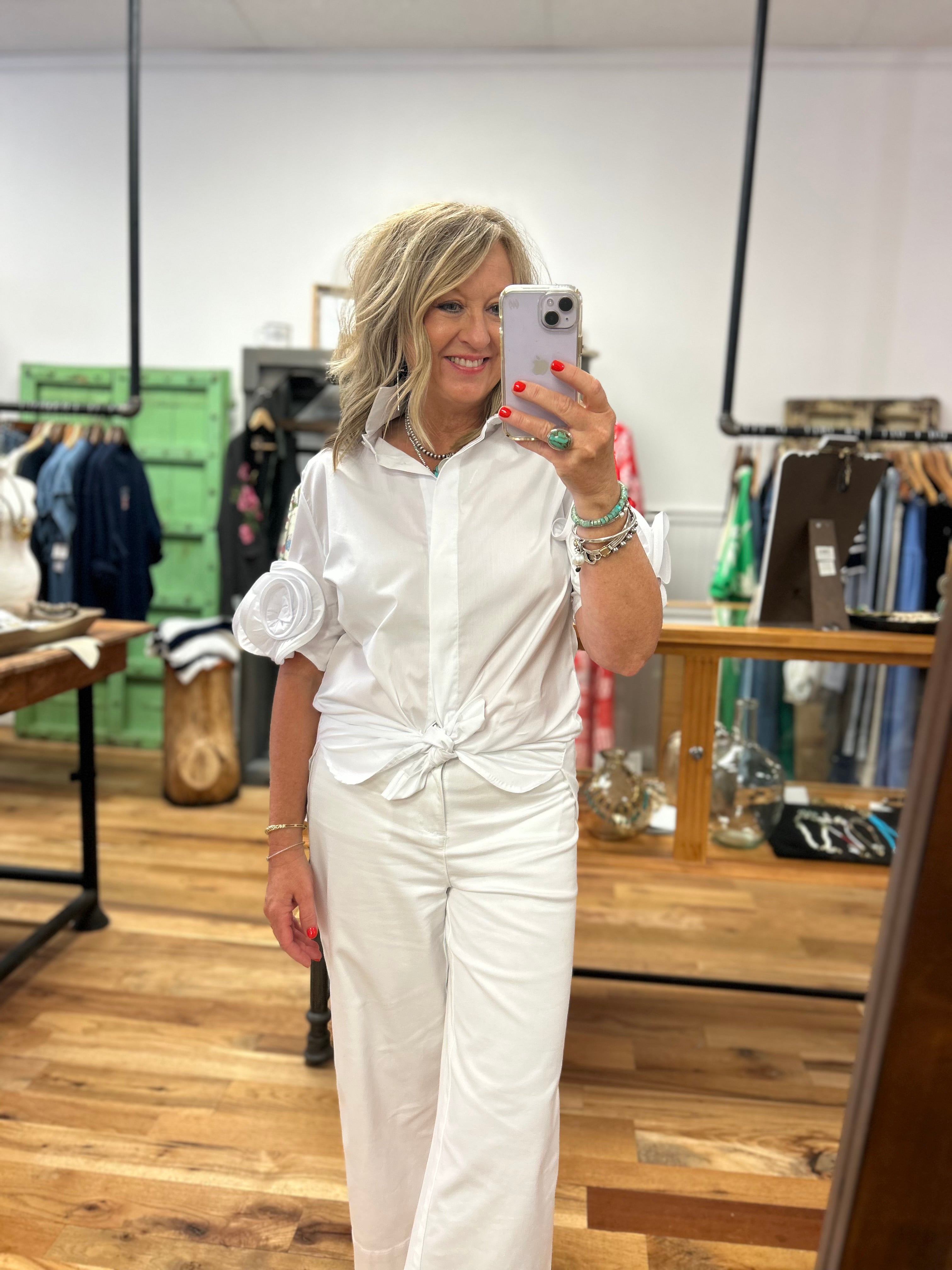 Rosette White Cotton Shirt