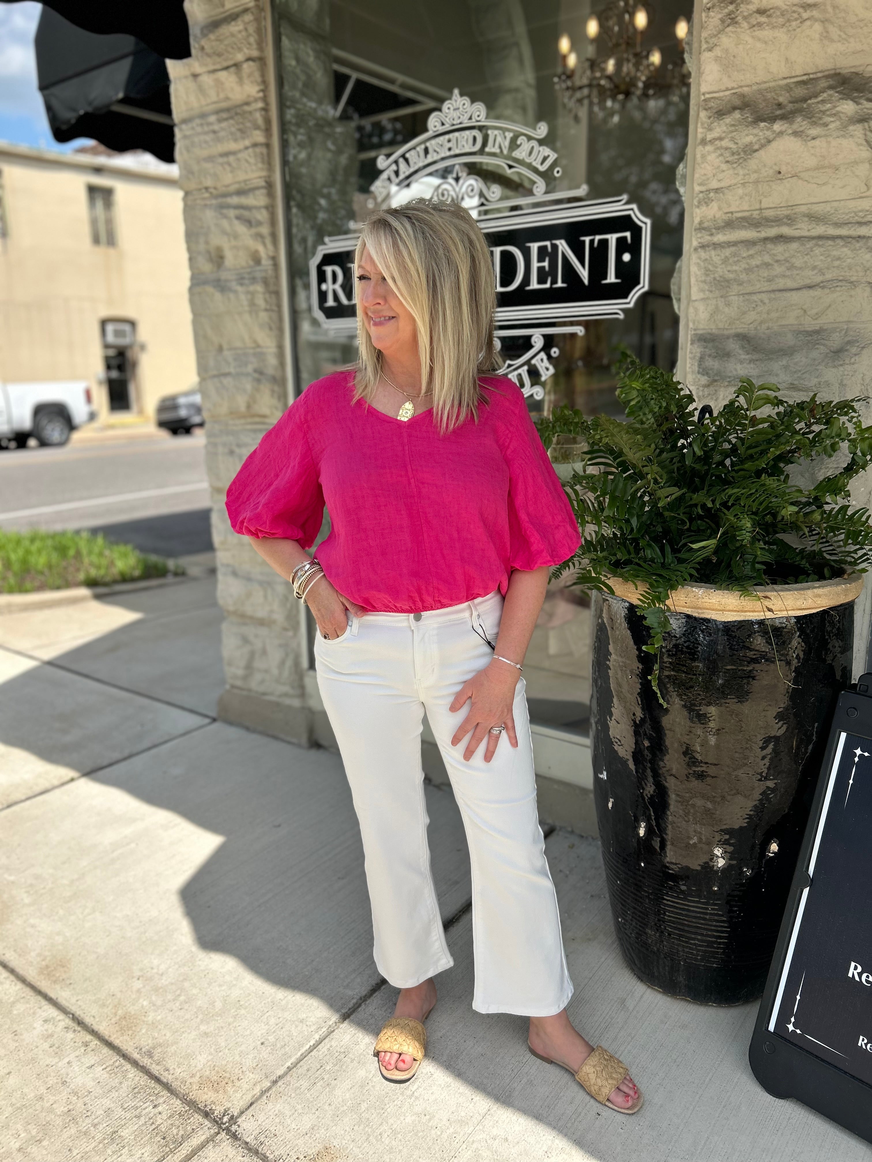 Sophie Cinched Linen V- Neck