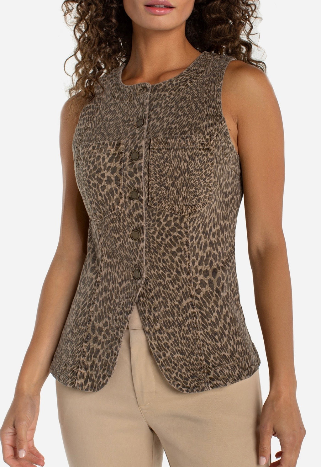 Crew Neck Split Front Vest