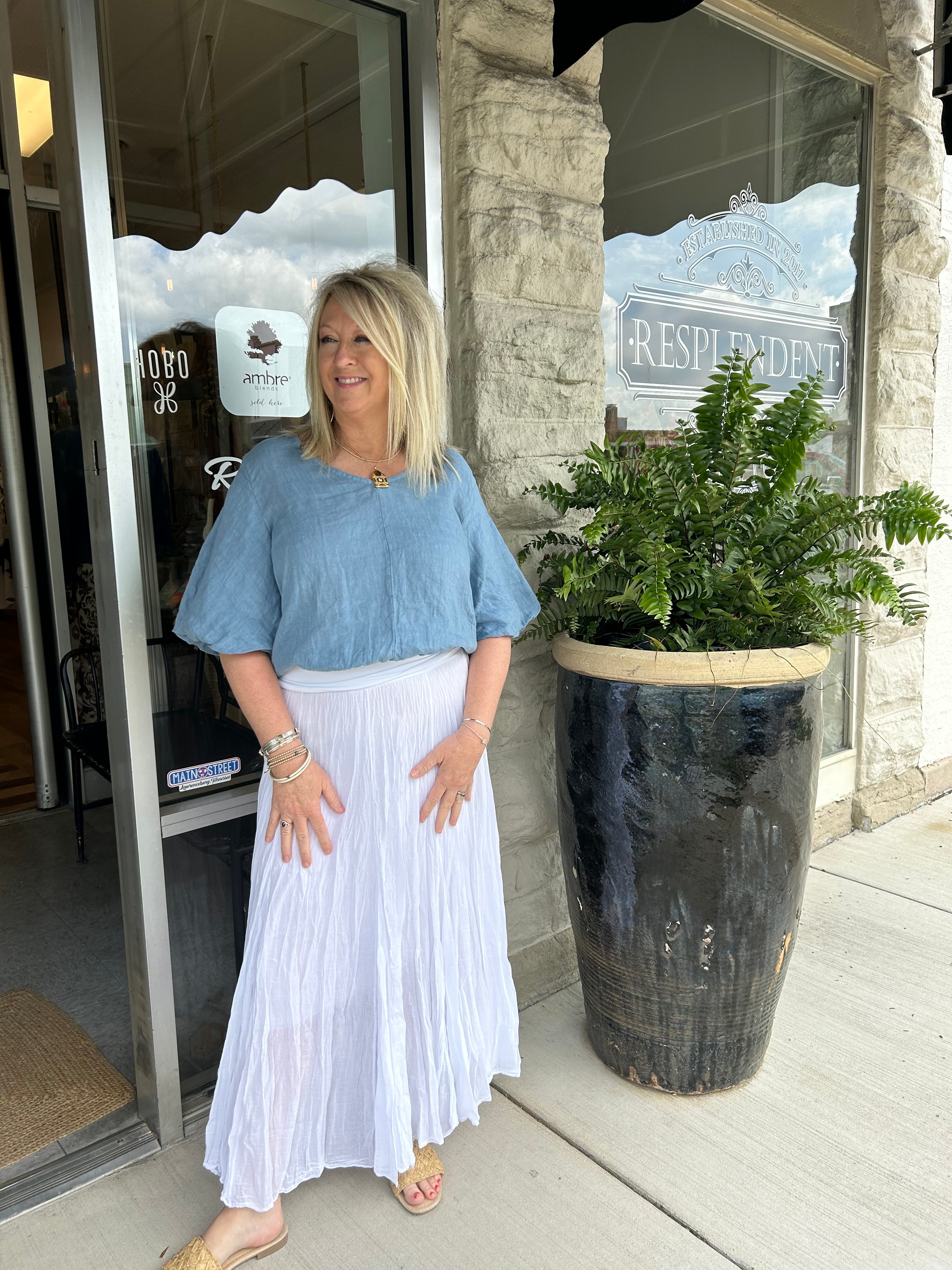 Sophie Cinched Linen V- Neck