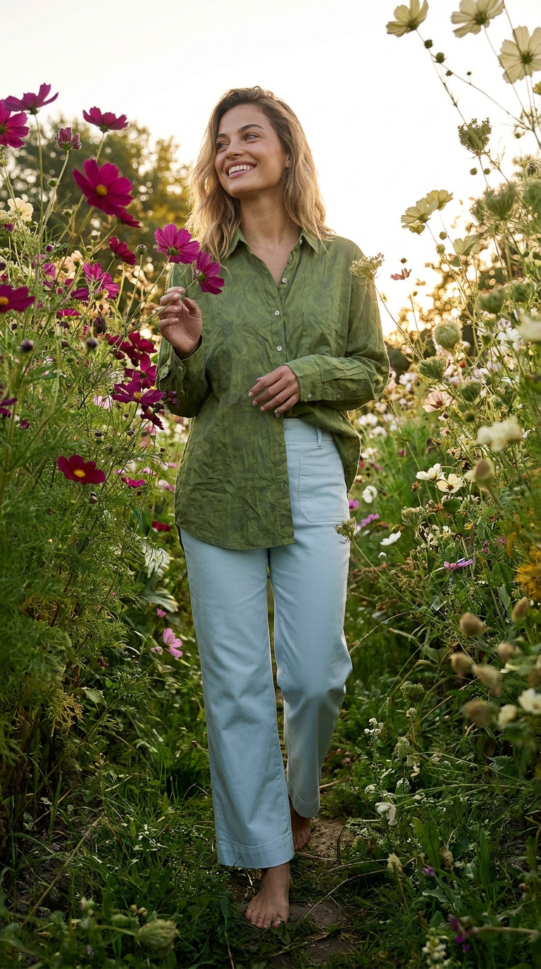 Good Boyfriend Shirt - Floral Escape Olive Oil Overdye