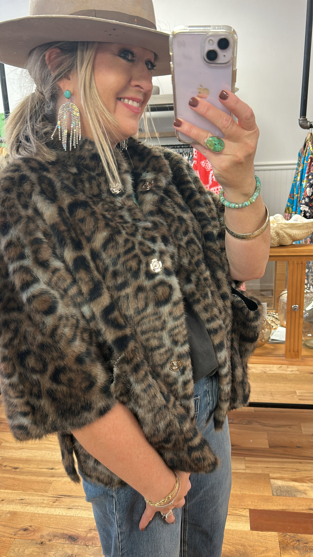 Faux Fur Leopard Caplet