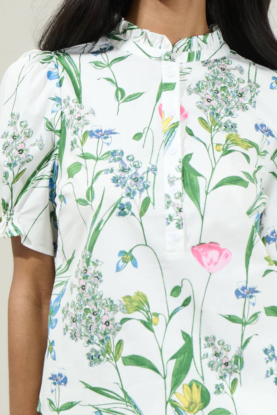 Clove Garden Floral Puff Sleeve Top