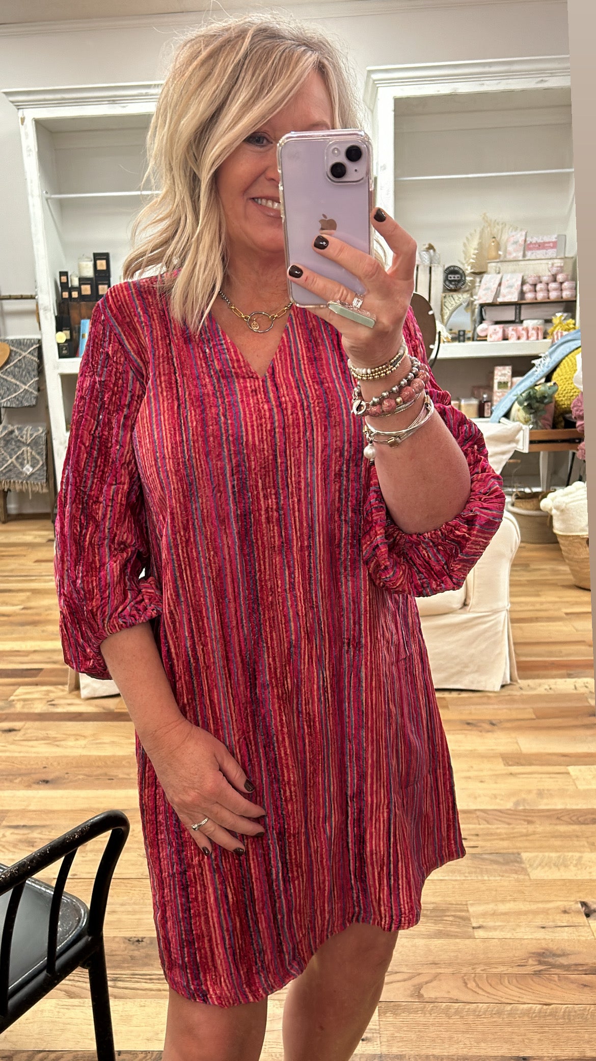 Raspberry Stripe Dress