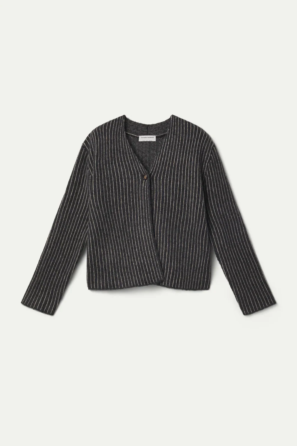 Dark Gray & White Striped Cardigan