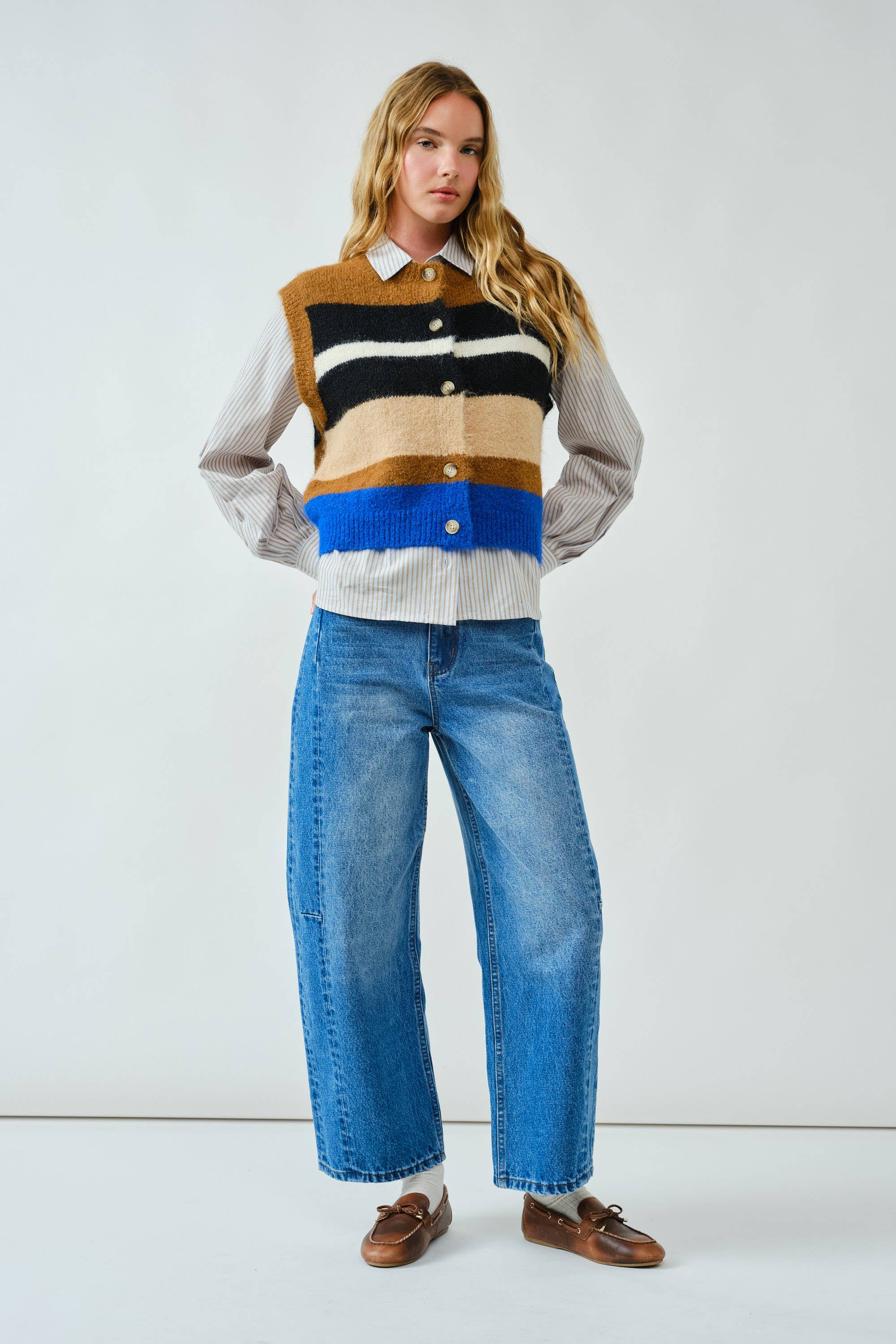 Soft  Multicolor Striped Sweater Vest
