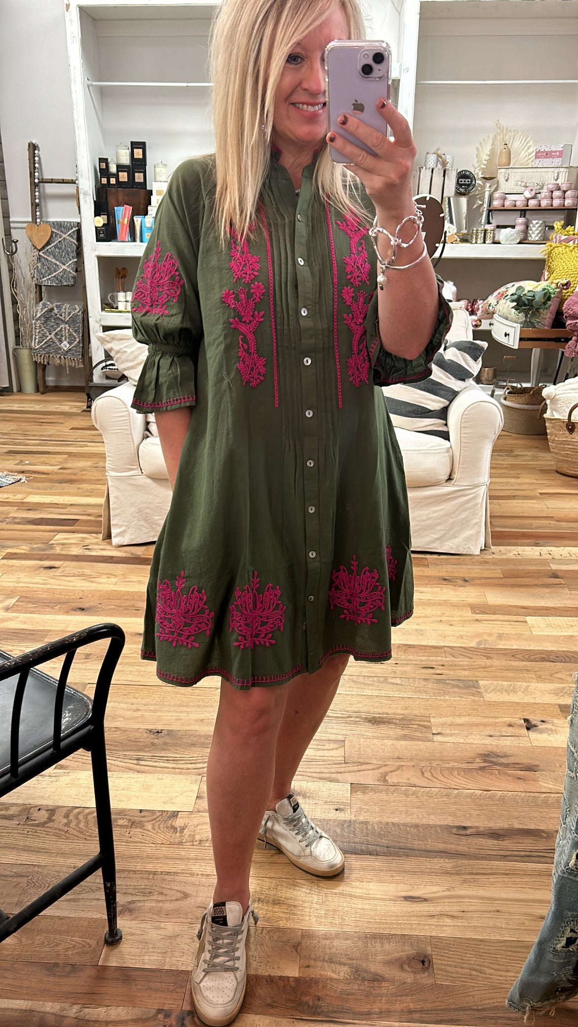 Embroidered Fit Flare Dress