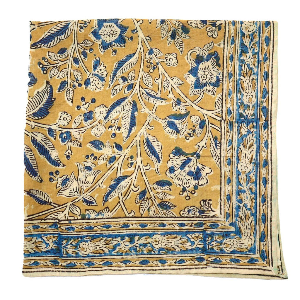 Sapphire Bloom - Kalamkari Cotton Bandana